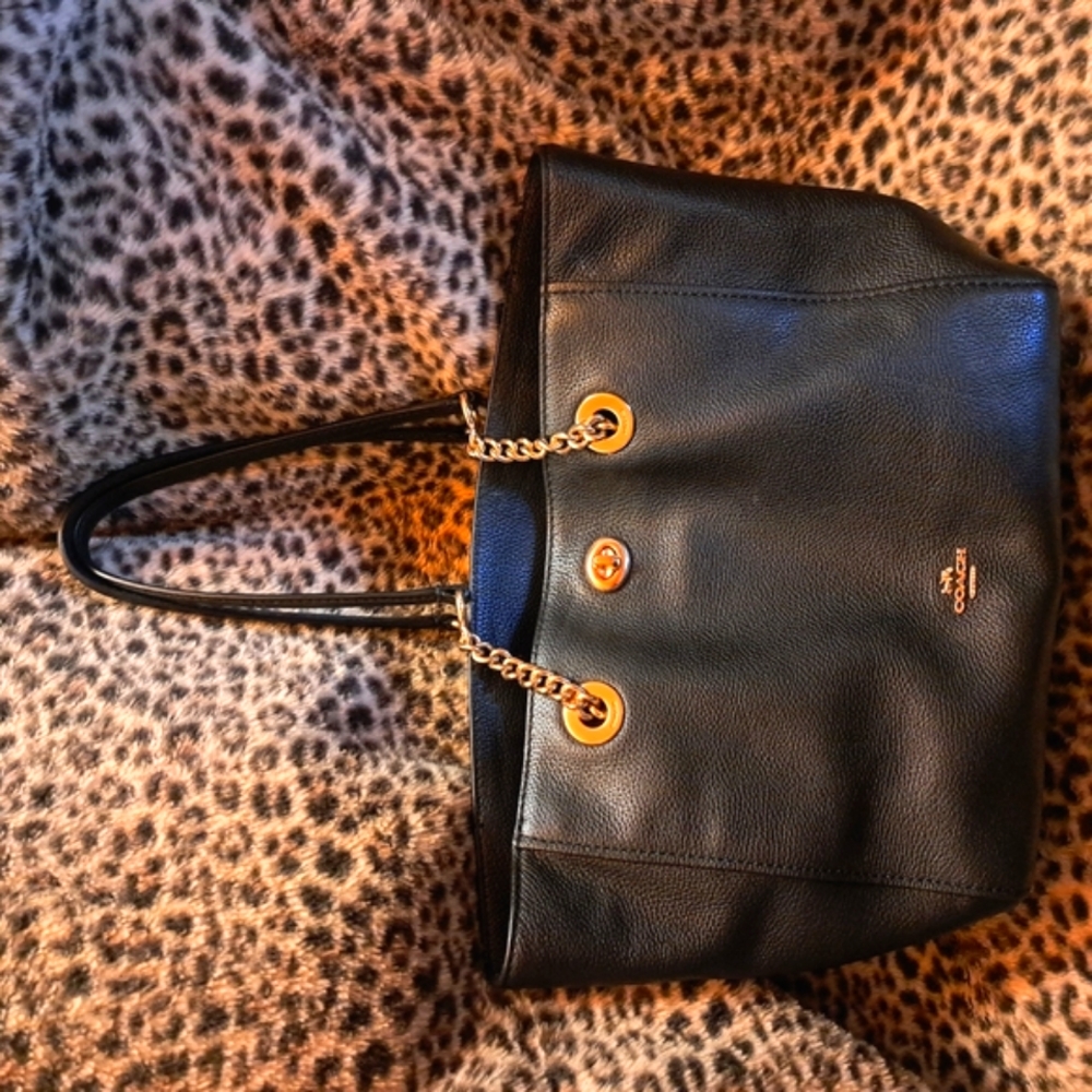 Coach Black Leather Tote Bag